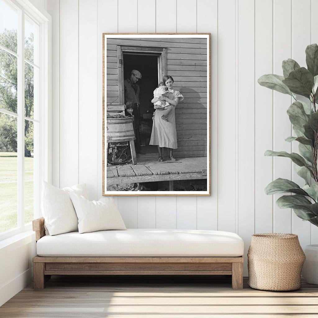 Mrs. Glen Cook with Baby in Little Sioux Township 1936