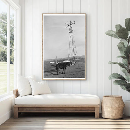 Blind Horse and Broken Windmill in Iowa December 1936