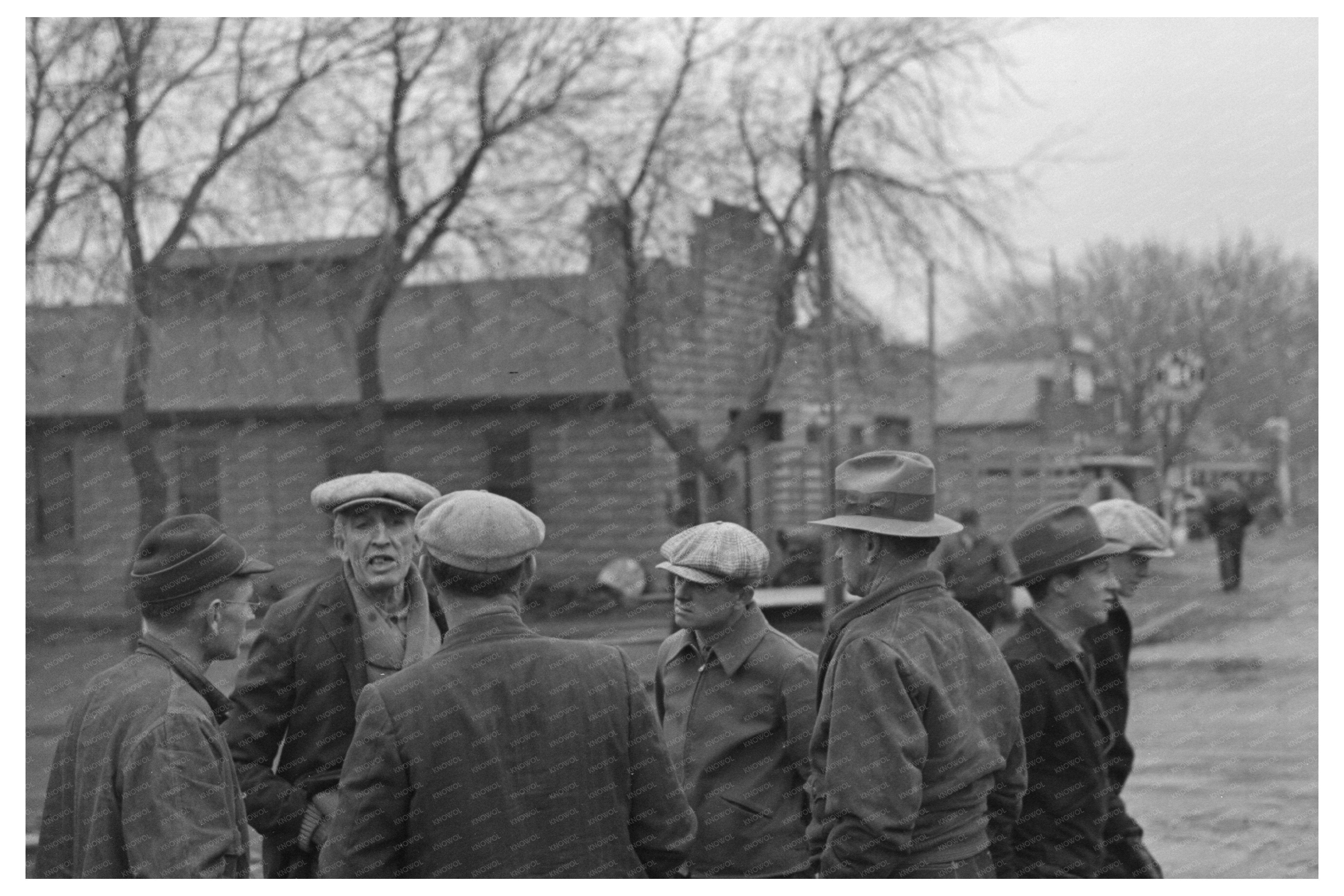 Farmers at Livestock Sale in Mapleton Iowa 1936