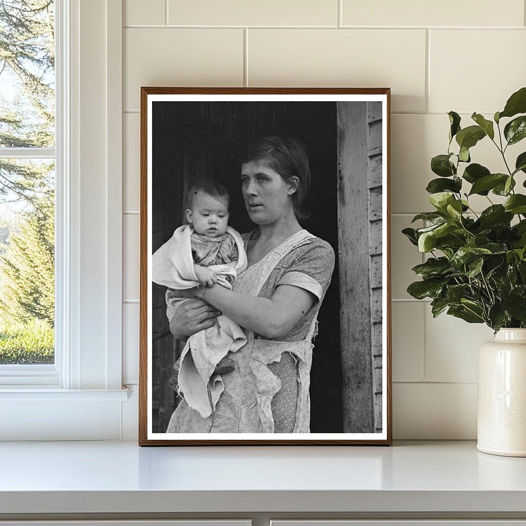 Mrs. Atkinson and Baby in Rural Iowa 1936