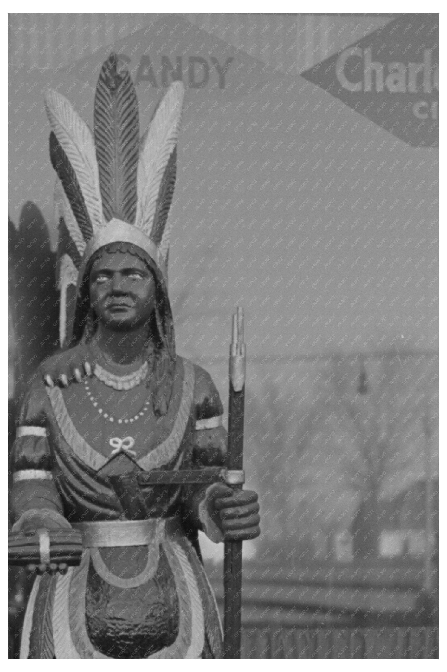 Cigar Store Indian in Denison Iowa December 1936