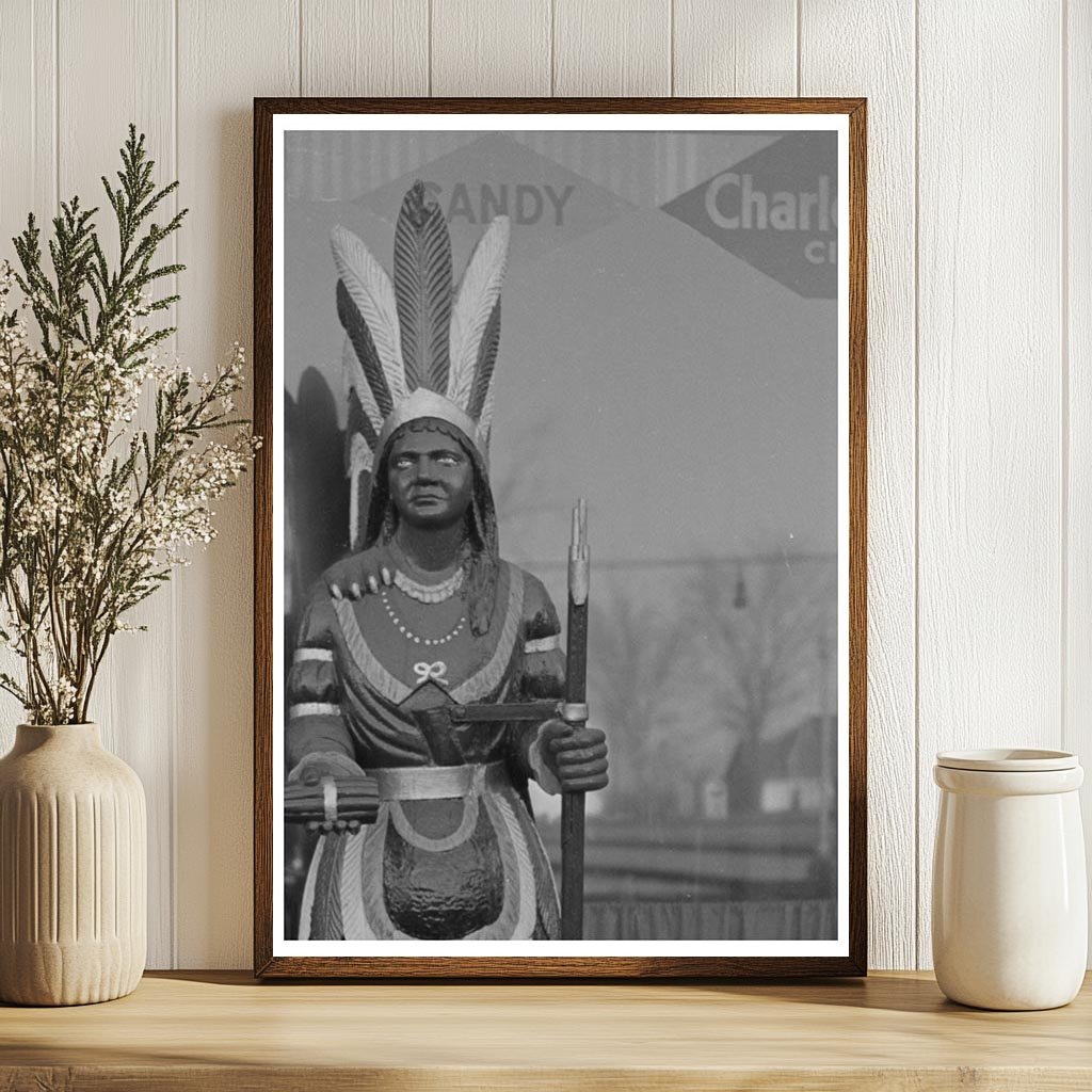 Cigar Store Indian in Denison Iowa December 1936