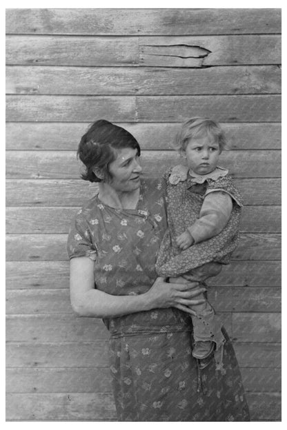 Mrs. Ed Boltinger and Child on Iowa Farm January 1937