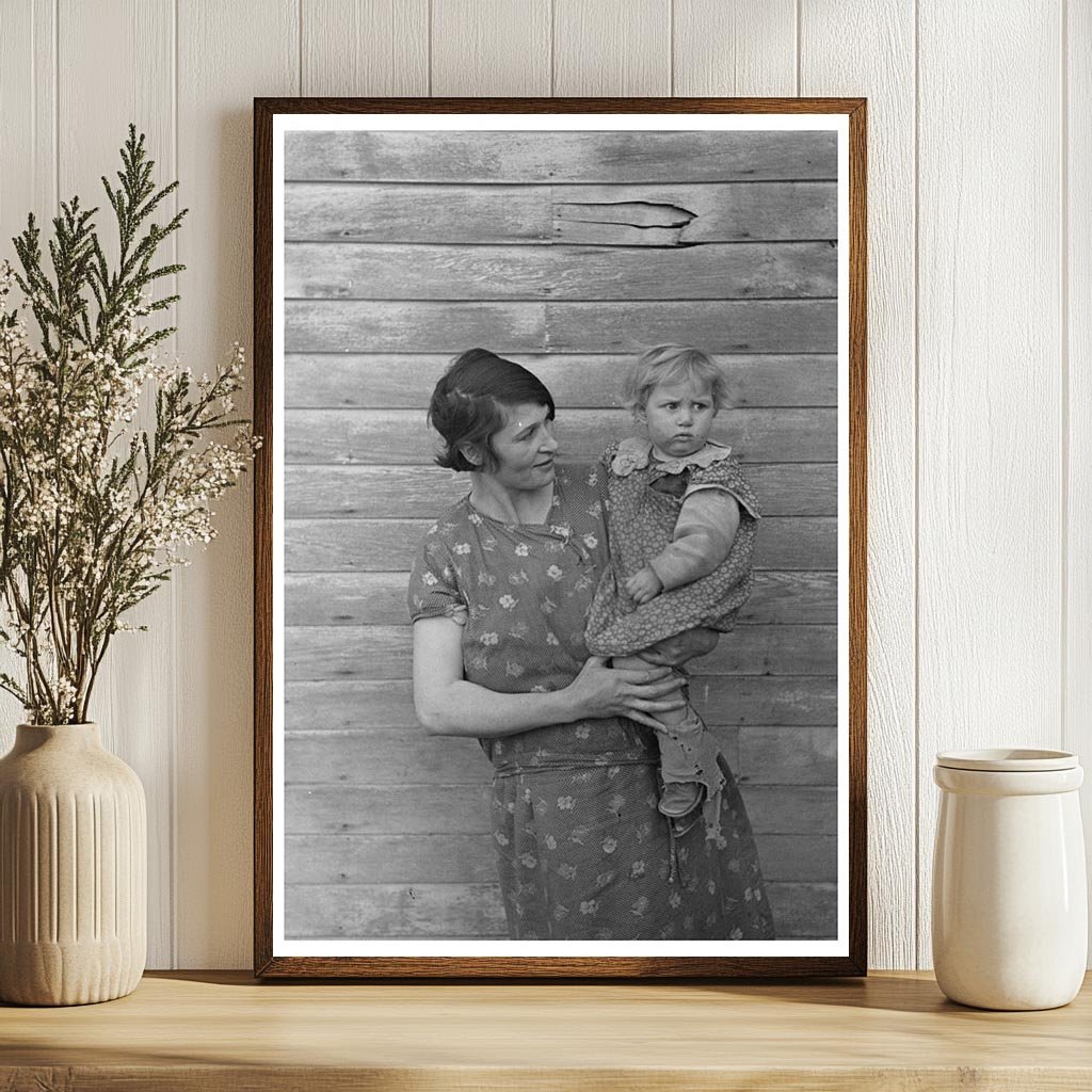 Mrs. Ed Boltinger and Child on Iowa Farm January 1937