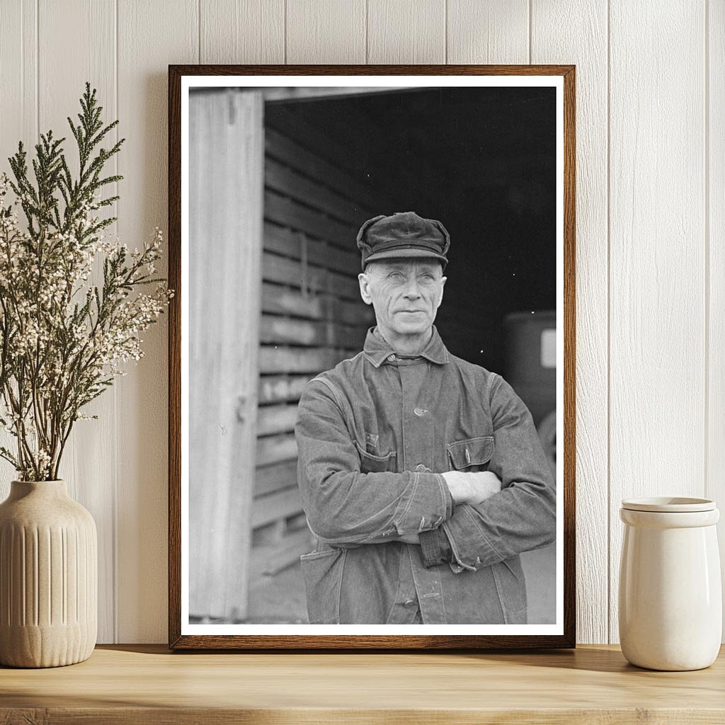 Bohemian Farmer in Iowa January 1937 Vintage Photo