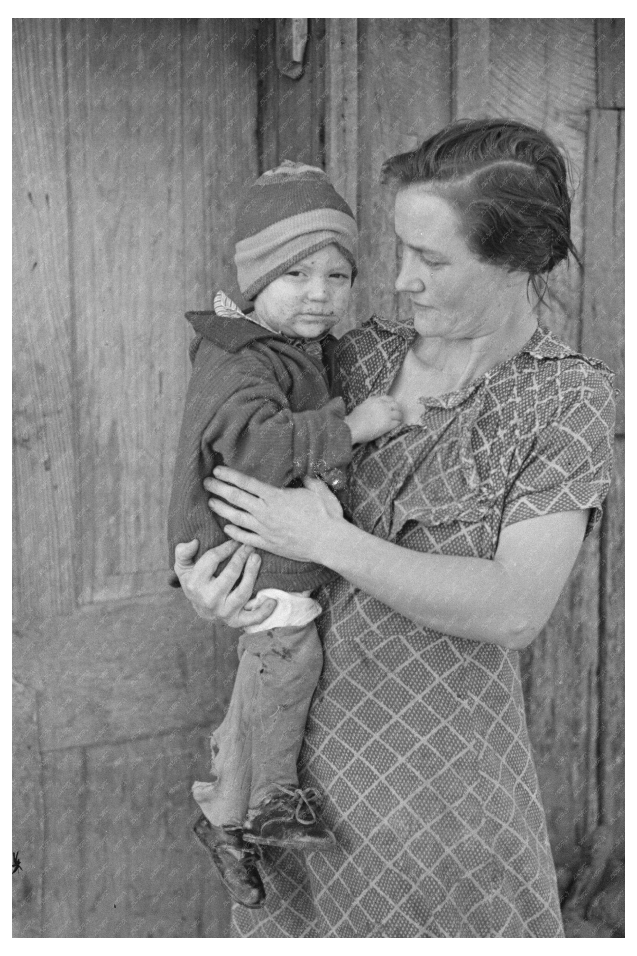 Mrs. John Scott and Child in Iowa January 1937