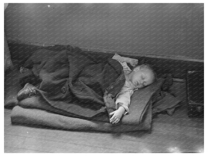 Flood Refugee Asleep in Sikeston Schoolhouse January 1937