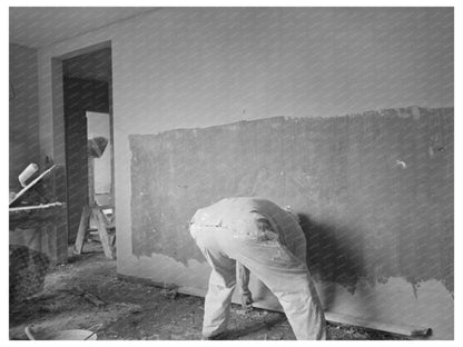 Vintage 1937 Image of Man Plastering Wall in Ohio