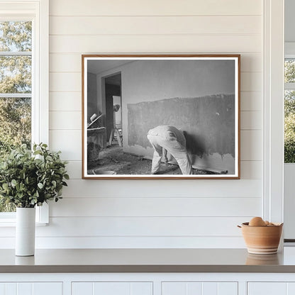 Vintage 1937 Image of Man Plastering Wall in Ohio