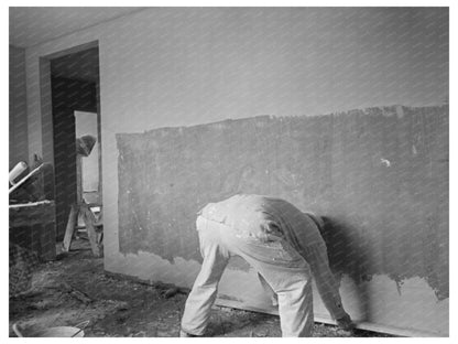 Vintage 1937 Man Plastering Wall in Greenhills Ohio