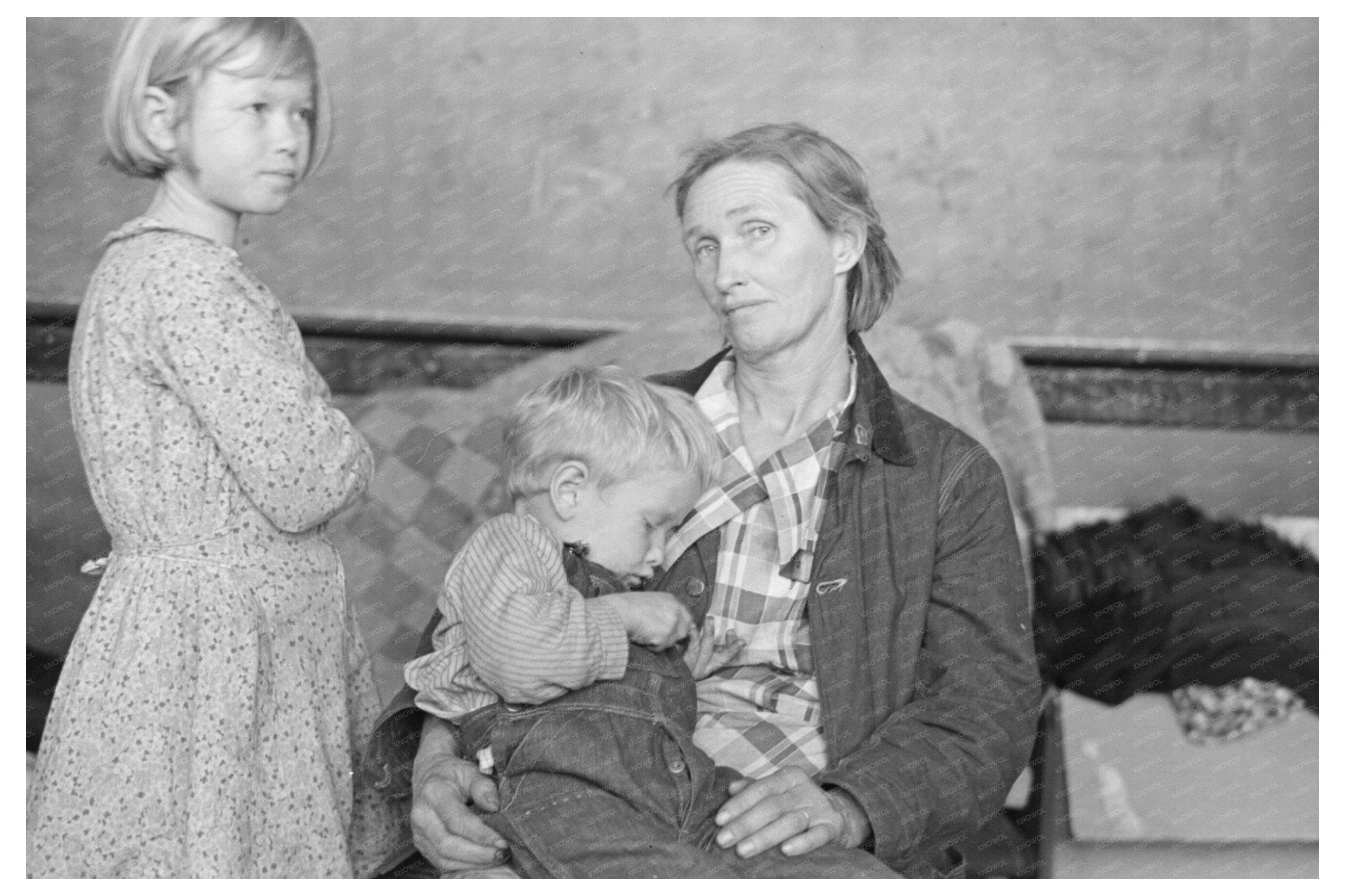 Mother and Children Flood Refugees in Schoolhouse 1937