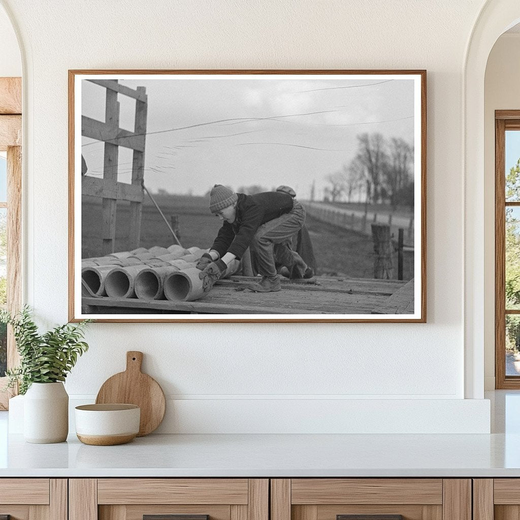 Tip Estes Son Loading Tiles in Fowler Indiana March 1937