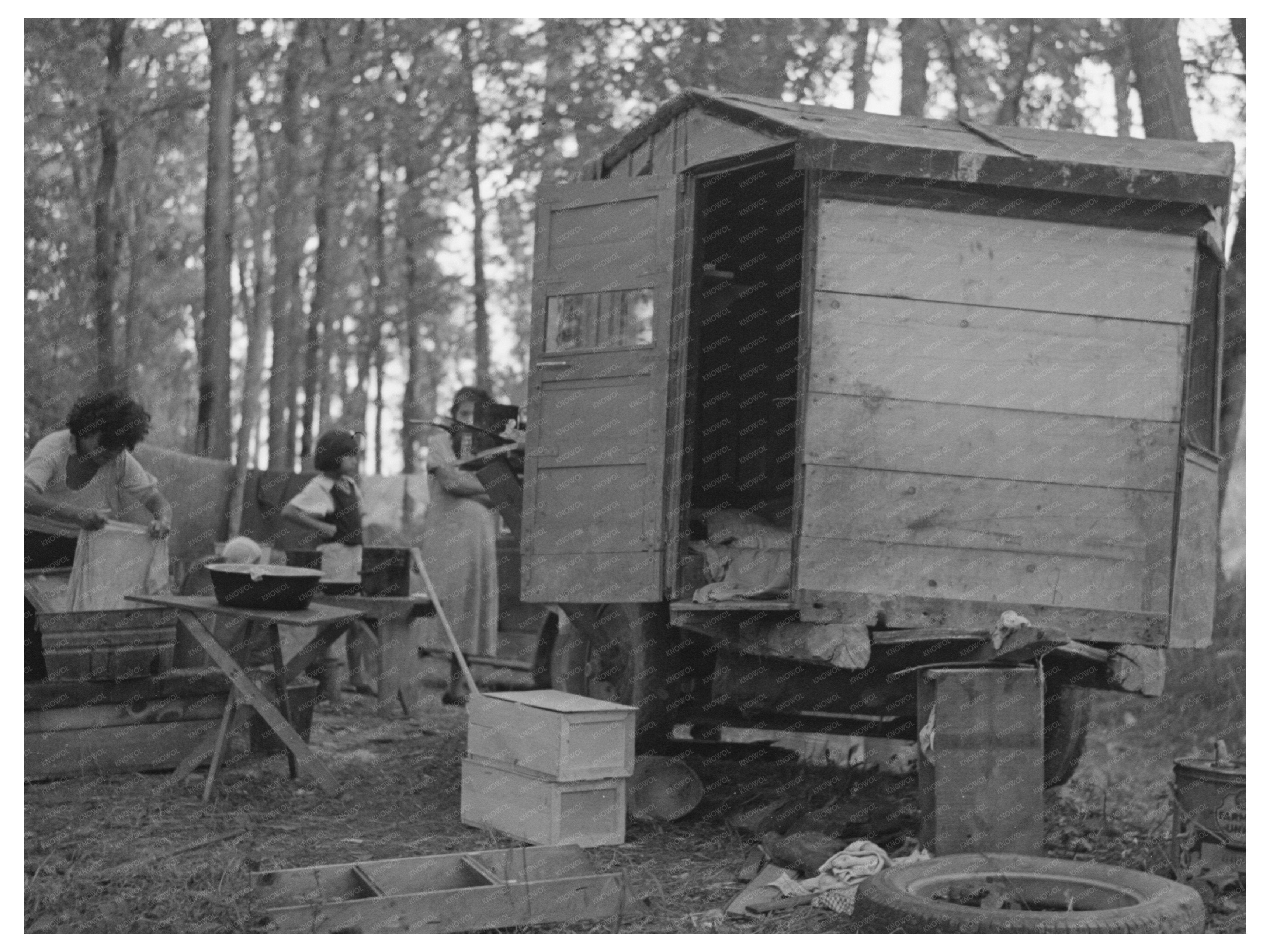 Trailer Home of Blueberry Pickers Little Fork Minnesota 1937