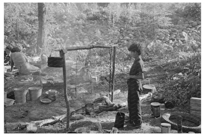 Indian Boy Cooking at Blueberry Camp Little Fork 1937