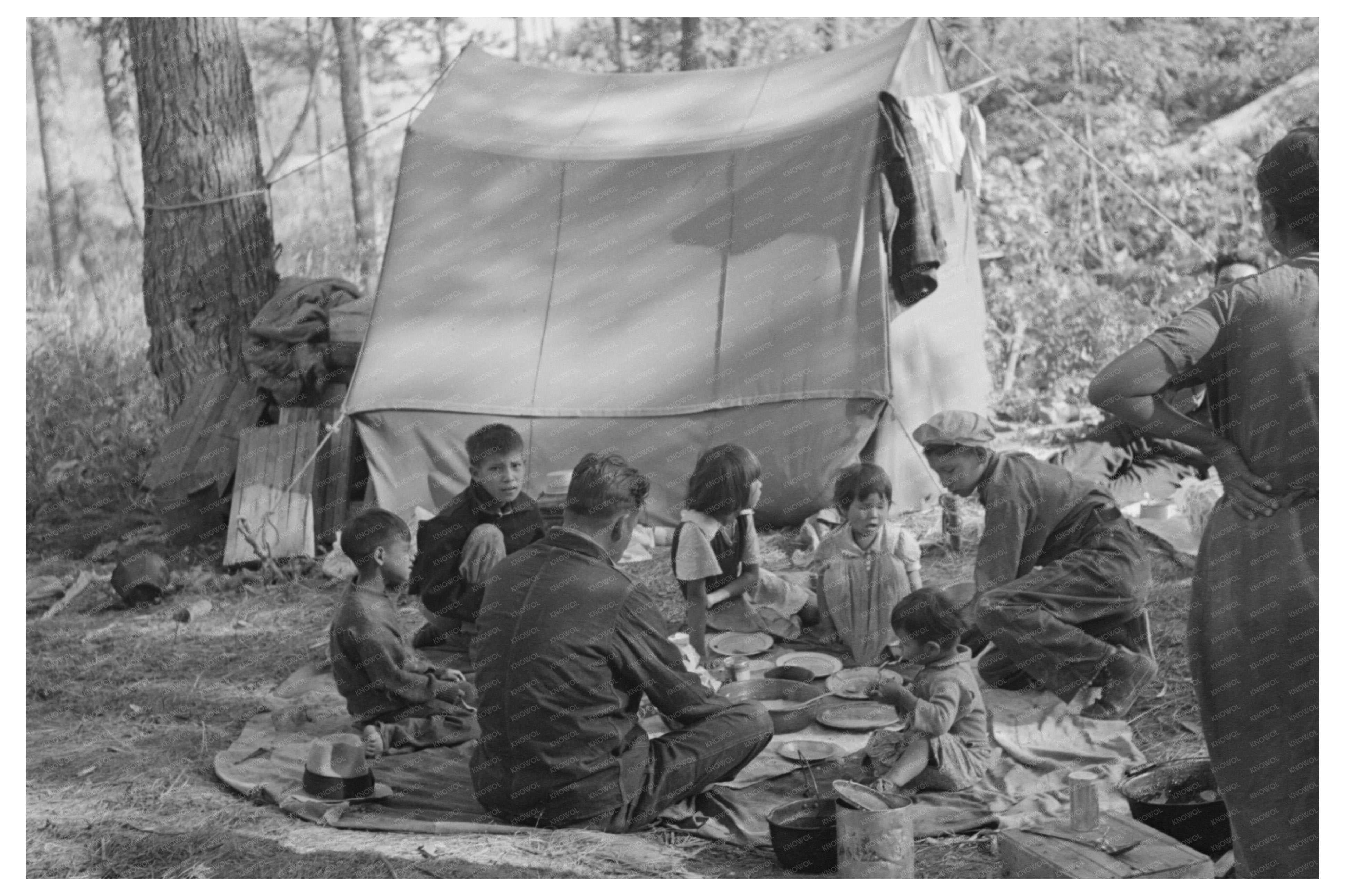 Indian Family Dining Outdoors Little Fork Minnesota 1937