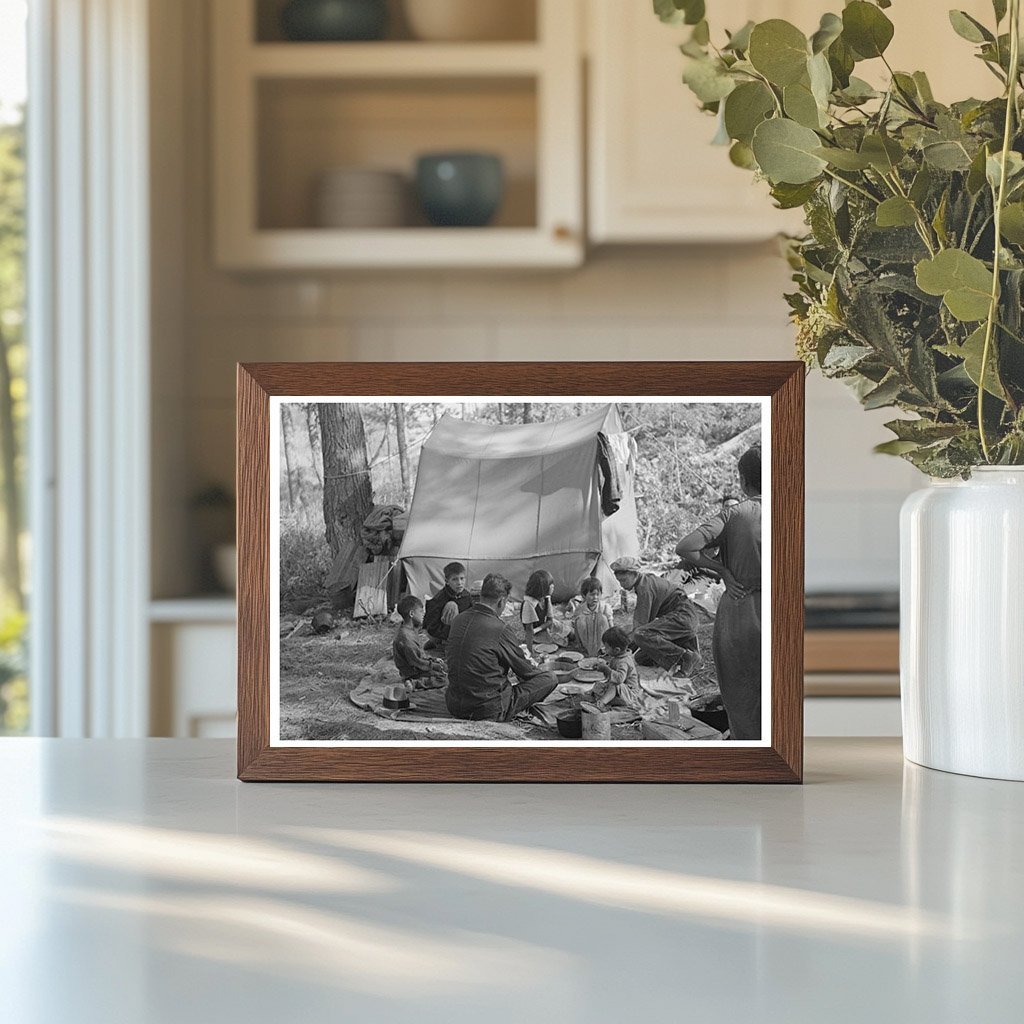 Indian Family Dining Outdoors Little Fork Minnesota 1937