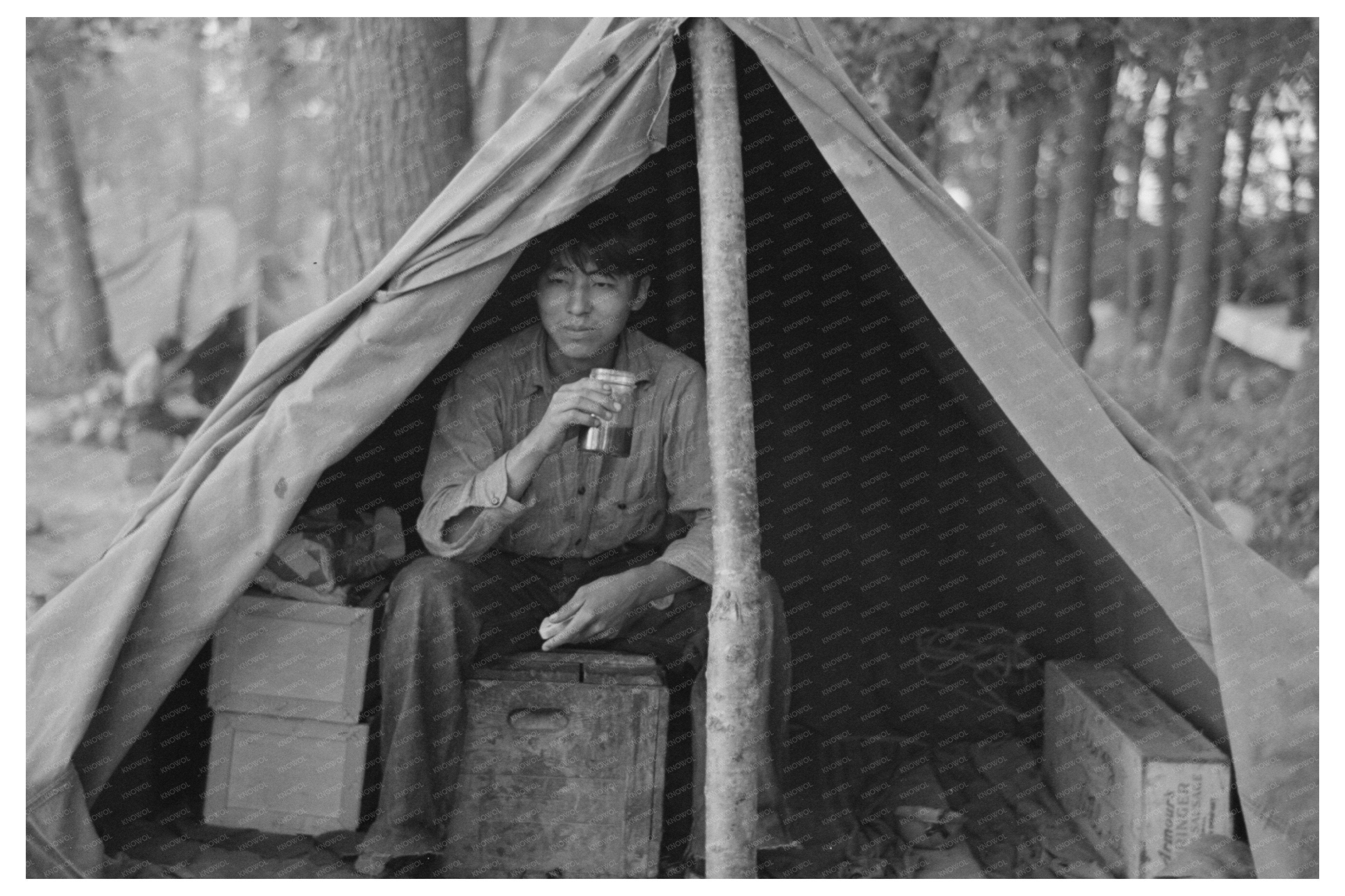 Indian Boy at Blueberry Pickers Camp Little Fork 1937