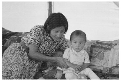 Indian Mother and Baby in Temporary Home Minnesota 1937