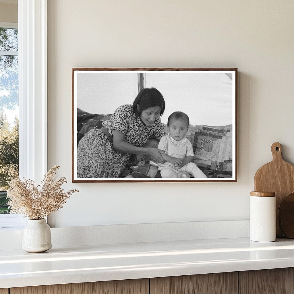 Indian Mother and Baby in Temporary Home Minnesota 1937