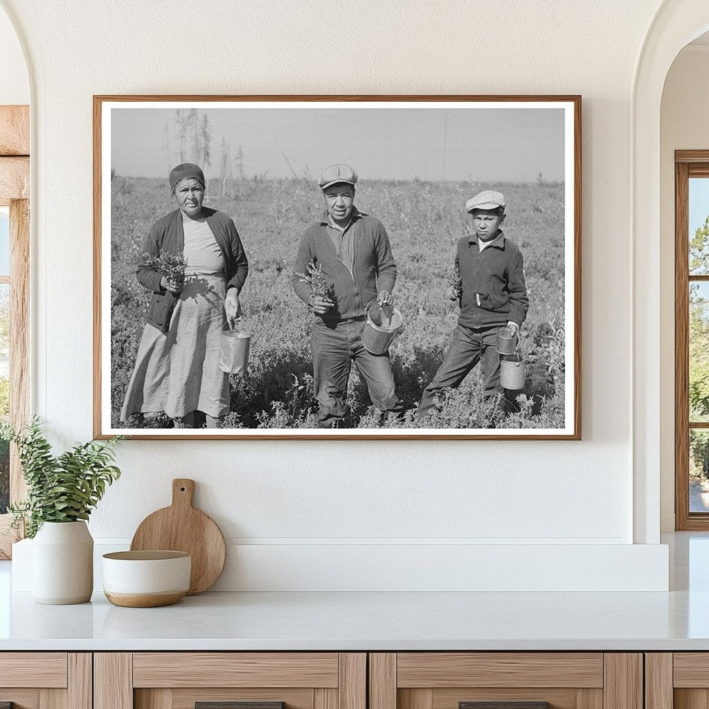 Indian Family Gathering Blueberry Branches Little Fork 1937