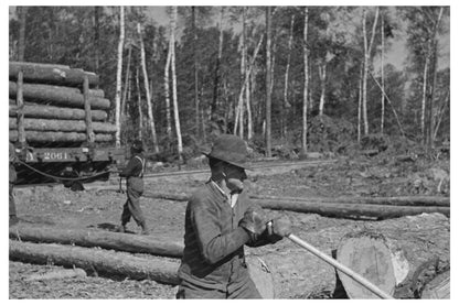 Logs on Skidway for Loading Railway Car 1937 Effie Minnesota