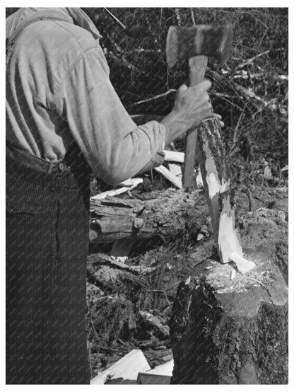 Broadaxe Wedge Making Camp Effie Minnesota 1937