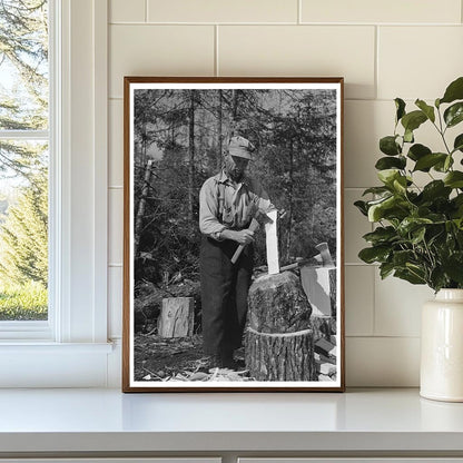 Lumberjacks Crafting Wooden Wedges Minnesota 1937