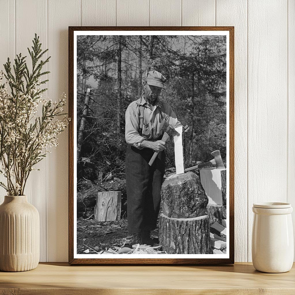 Lumberjacks Crafting Wooden Wedges Minnesota 1937