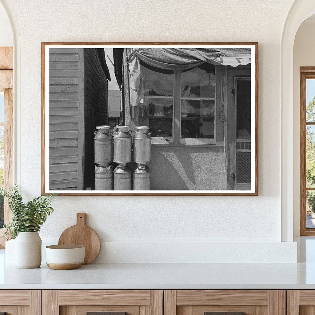 Milk Cans and General Store in Cook Minnesota 1937