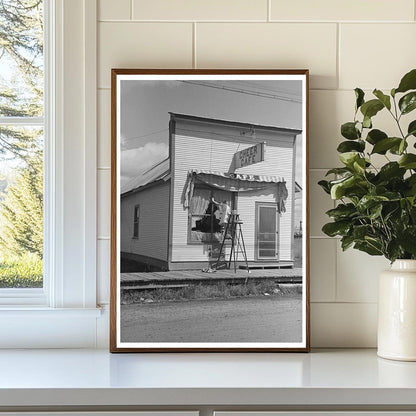 Girl Washing Café Windows in Cook Minnesota 1937