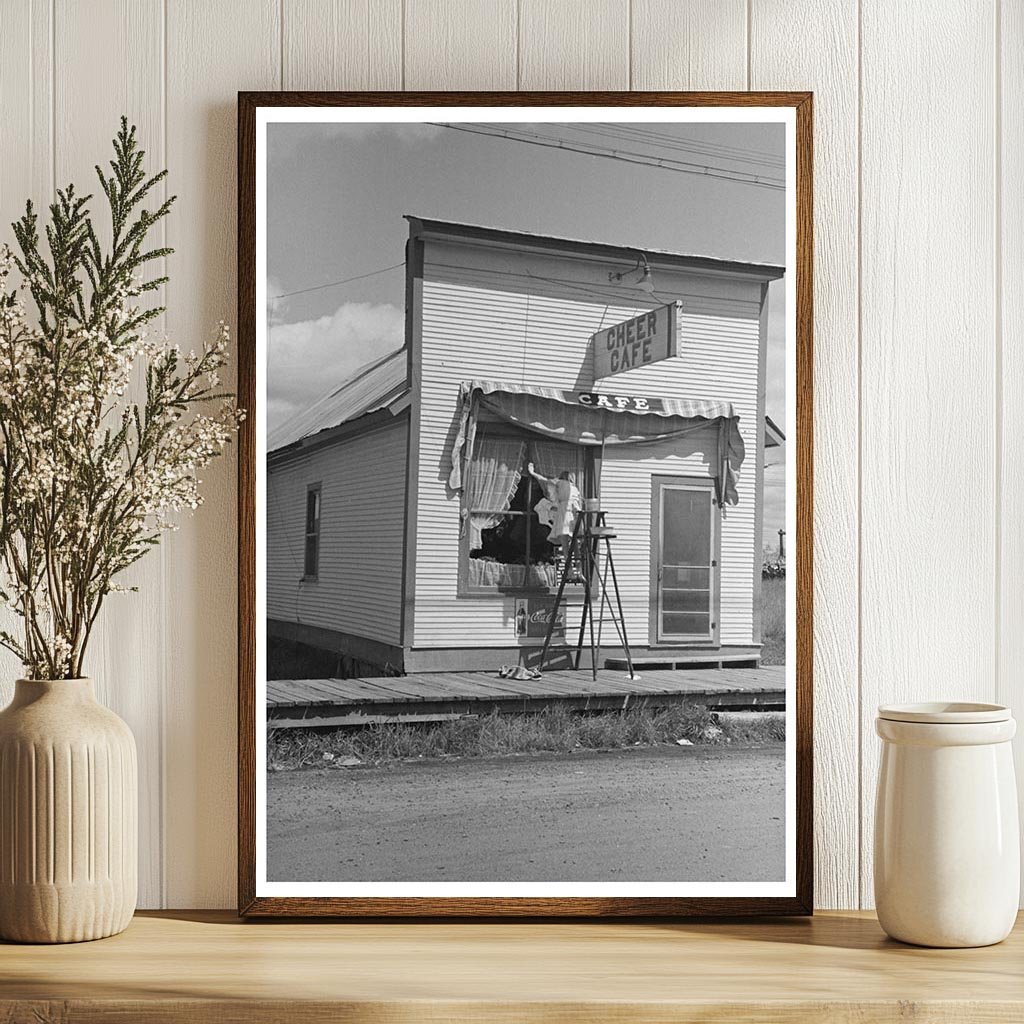 Girl Washing Café Windows in Cook Minnesota 1937