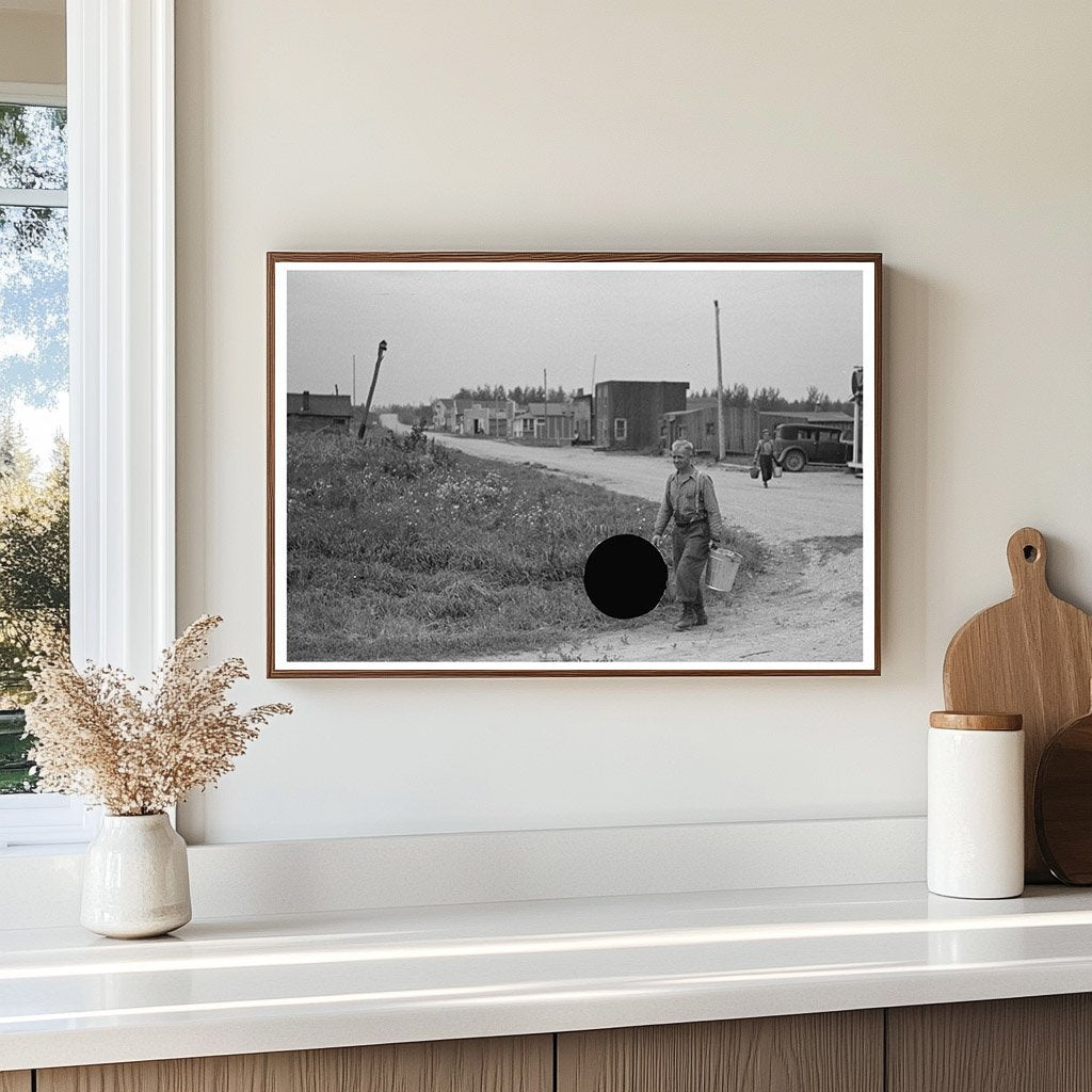 Herman Gerling Filling Barrels in Wheelock North Dakota 1937