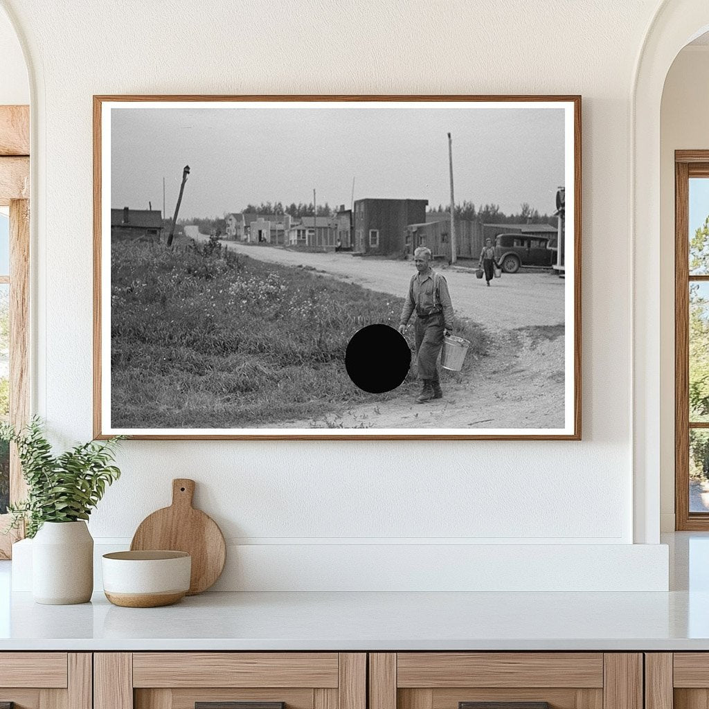 Herman Gerling Filling Barrels in Wheelock North Dakota 1937