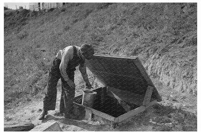 Herman Gerling Filling Water Barrels in Wheelock 1937