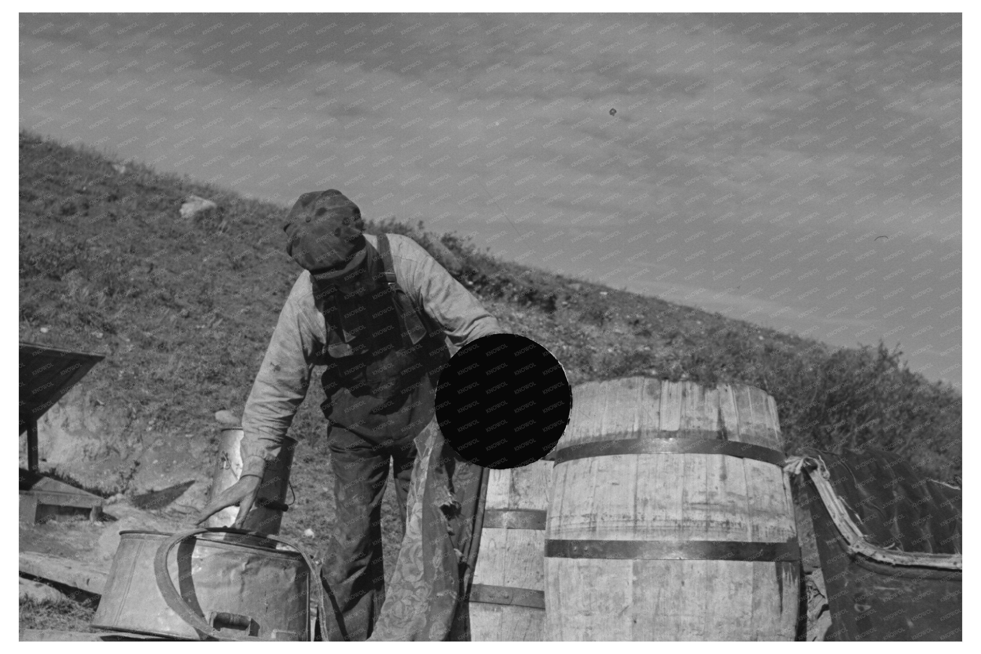 Filling Barrels with Spring Water North Dakota 1937