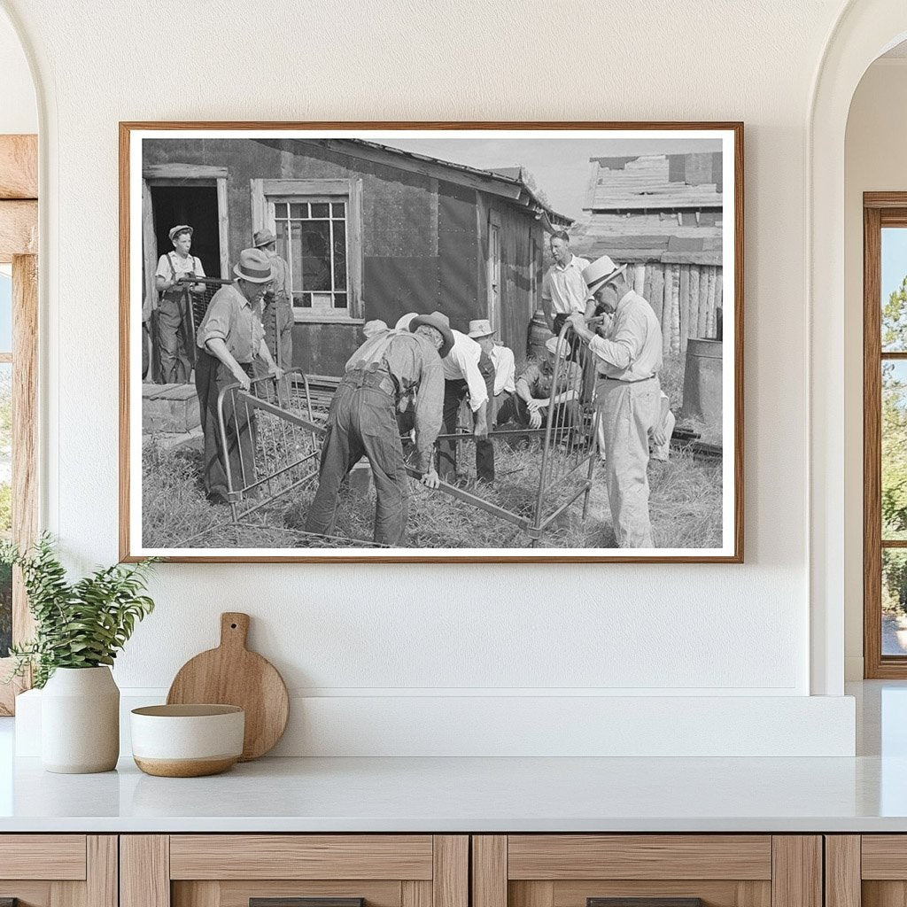 Men Disassembling Bed at Minnesota Auction August 1937