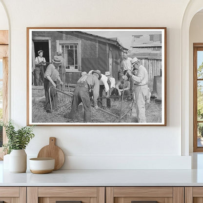 Men Disassembling Bed at Minnesota Auction August 1937