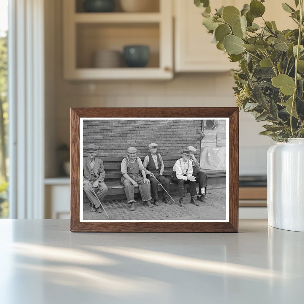 Men on Bench in Williston North Dakota September 1937