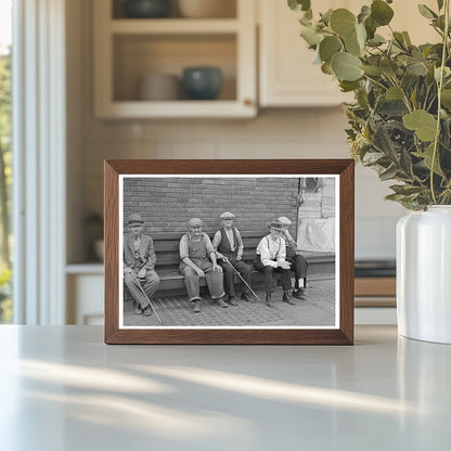 Men on Bench in Williston North Dakota September 1937