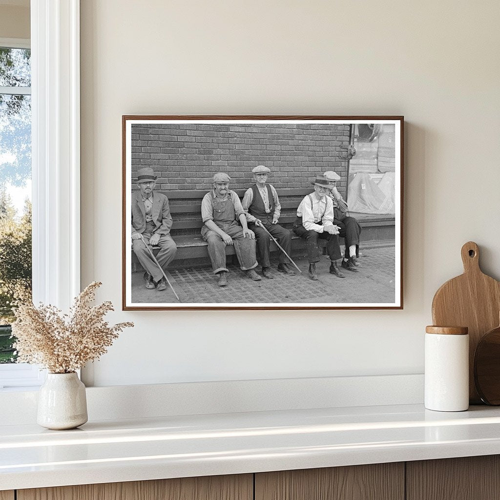 Men on Bench in Williston North Dakota September 1937