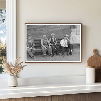 Men on Bench in Williston North Dakota September 1937