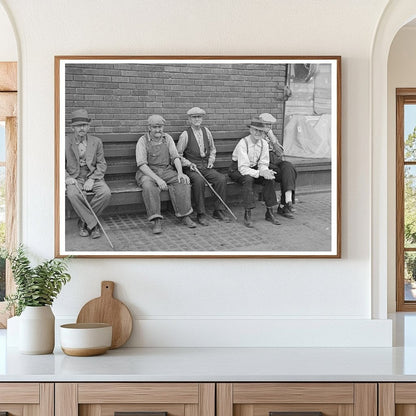 Men on Bench in Williston North Dakota September 1937