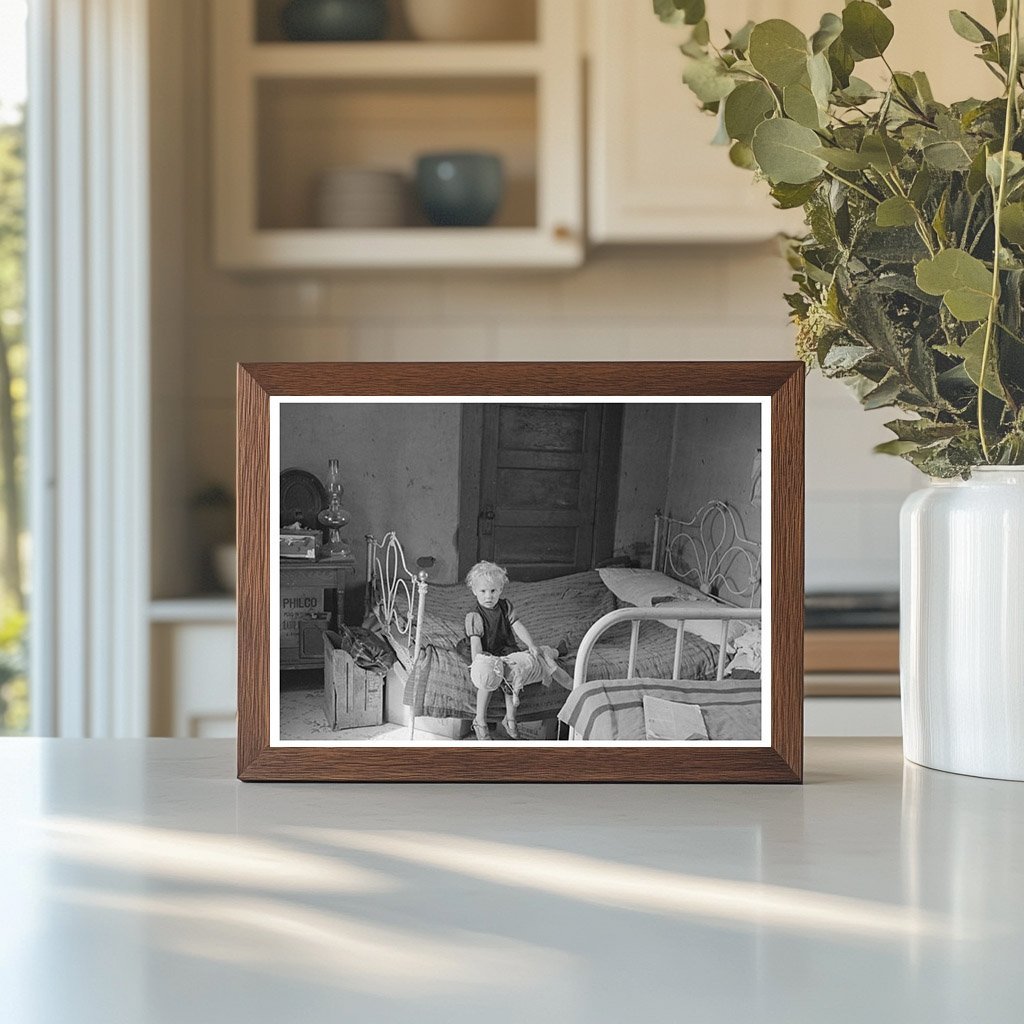 Child in Farmhouse Bedroom Williams County North Dakota 1937