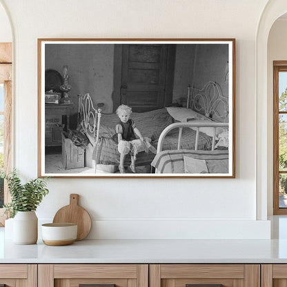 Child in Farmhouse Bedroom Williams County North Dakota 1937