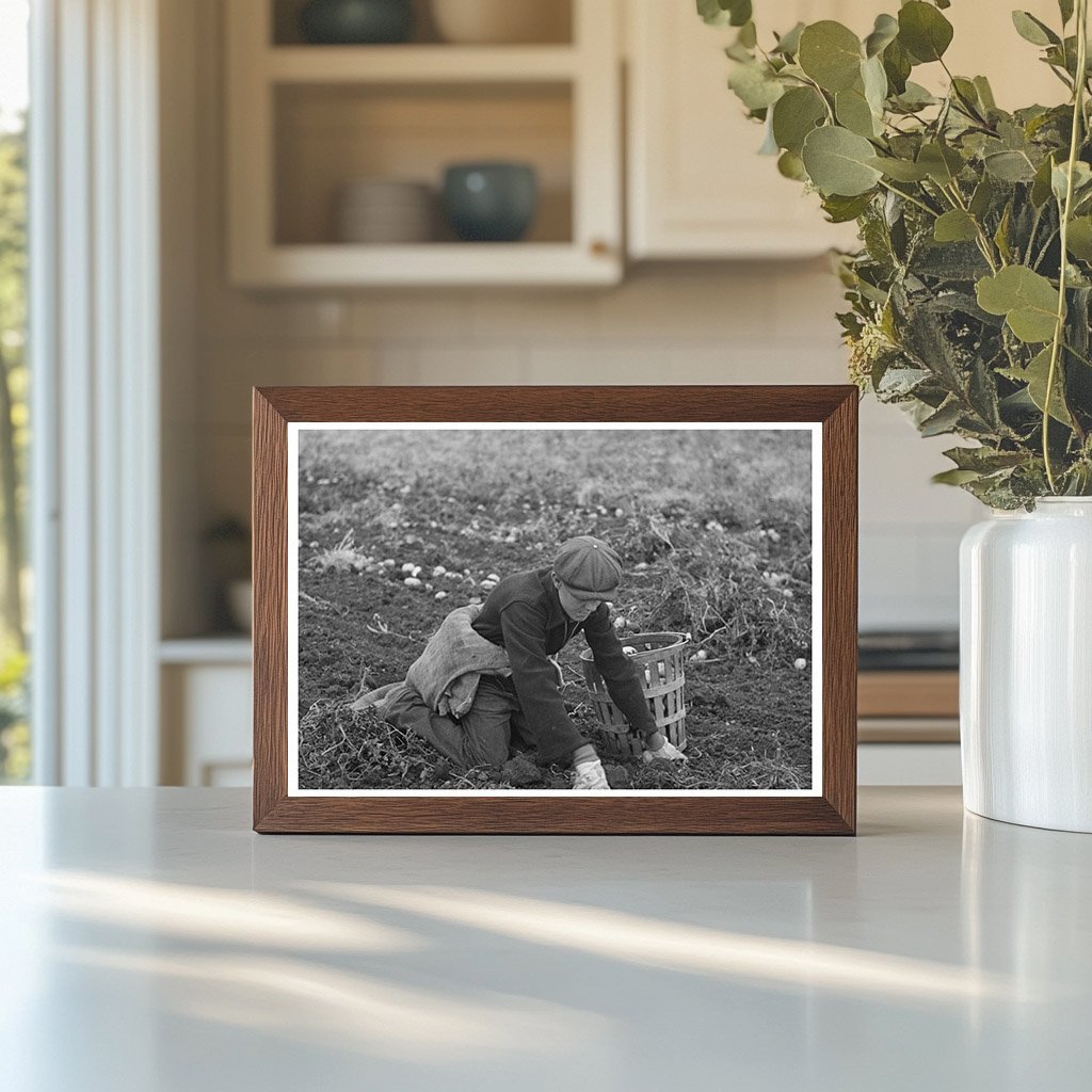 Young Boy Gathers Potatoes East Grand Forks Minnesota 1937