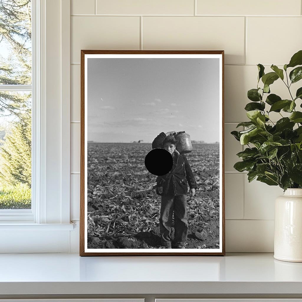 Mexican Boy Water Carrier in Minnesota Beet Field 1937