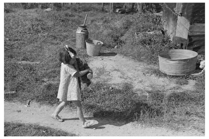 Young Girl Carrying Firewood on Minnesota Farm 1937