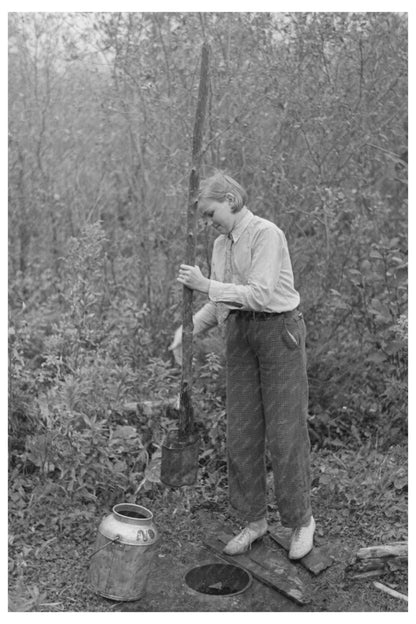 Farmers Dipping Water from Well Northome Minnesota 1937