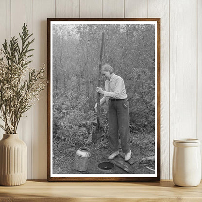 Farmers Dipping Water from Well Northome Minnesota 1937