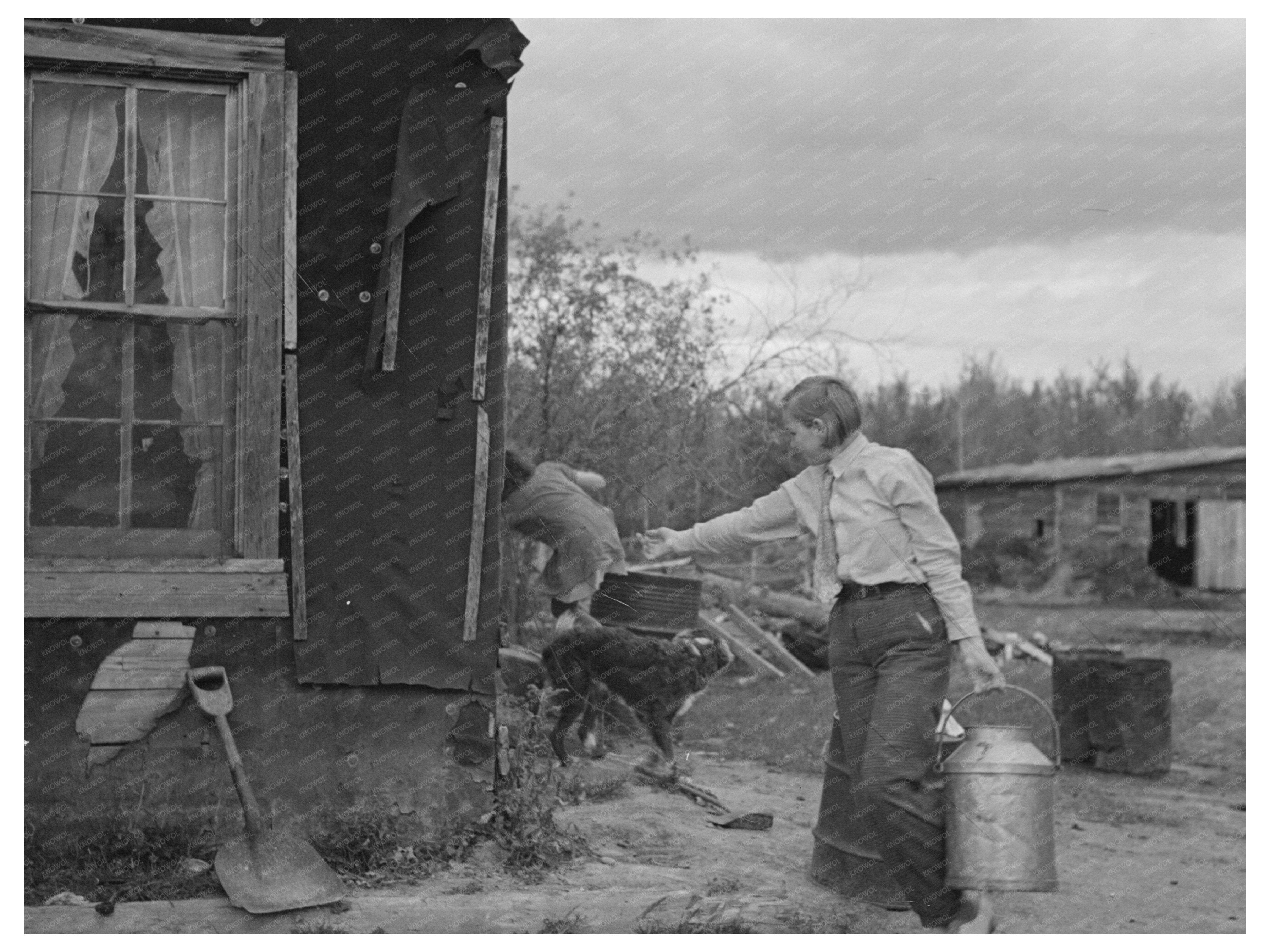 Daughter of Farmer Carries Water Northome Minnesota 1937